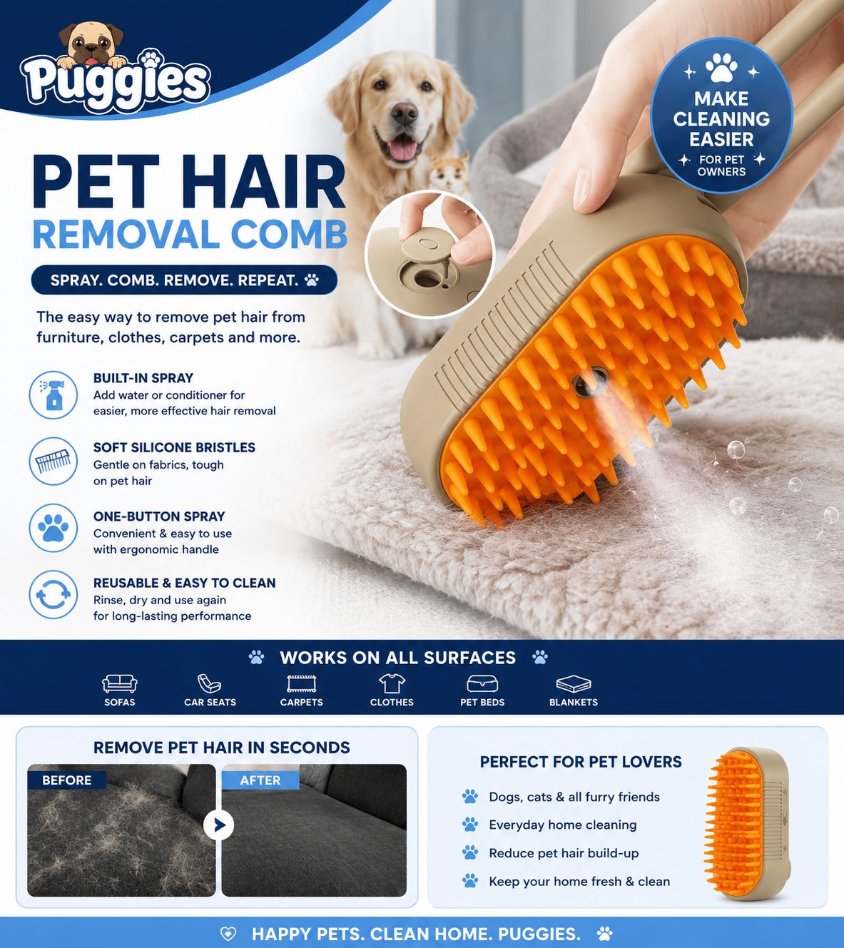 Puggies™ Steamed Dog Comb