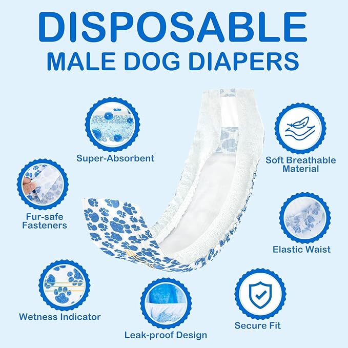 Puggies™ - Disposable Male Dog Diapers