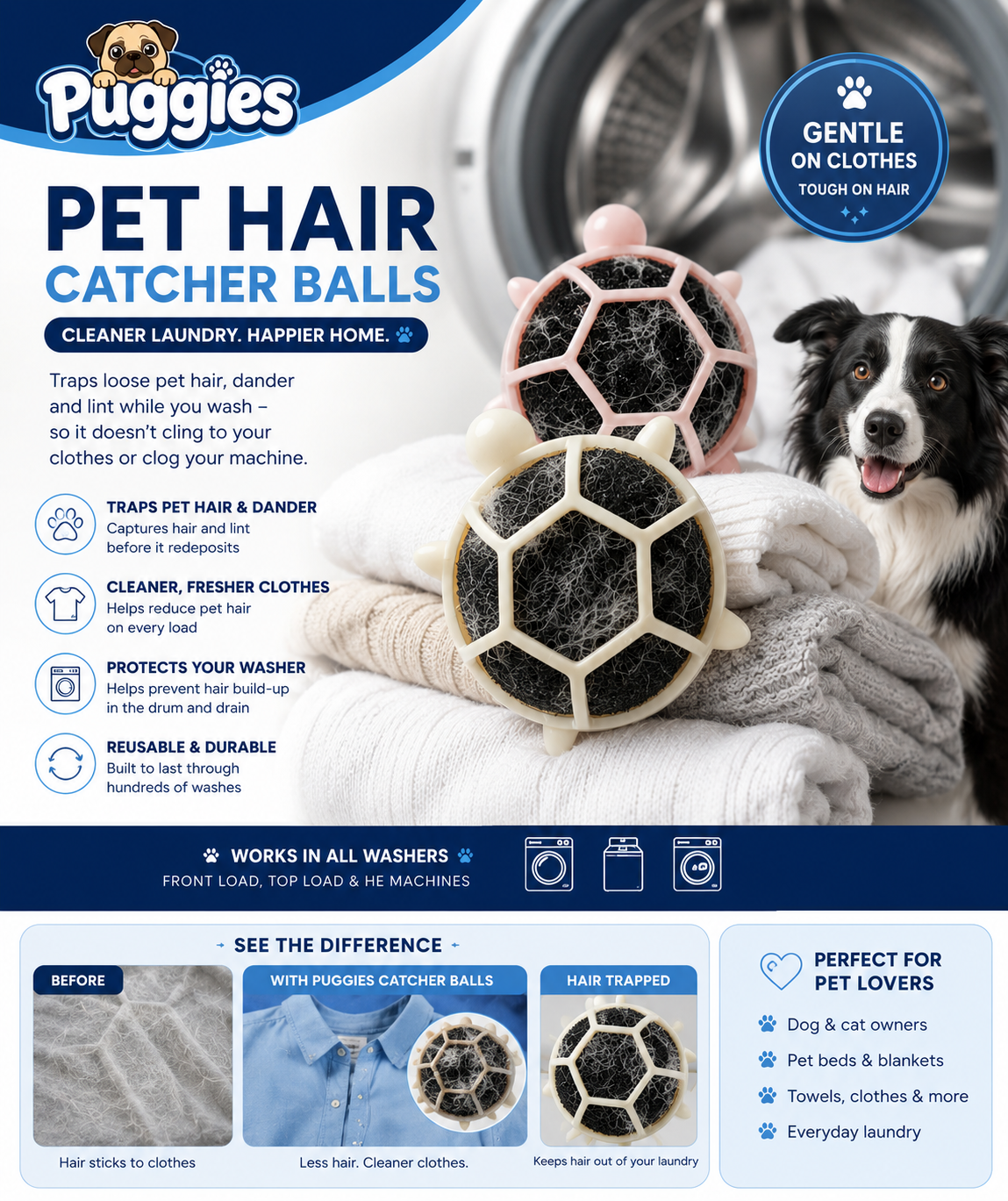 Puggies™ Laundry Pet Hair Catcher